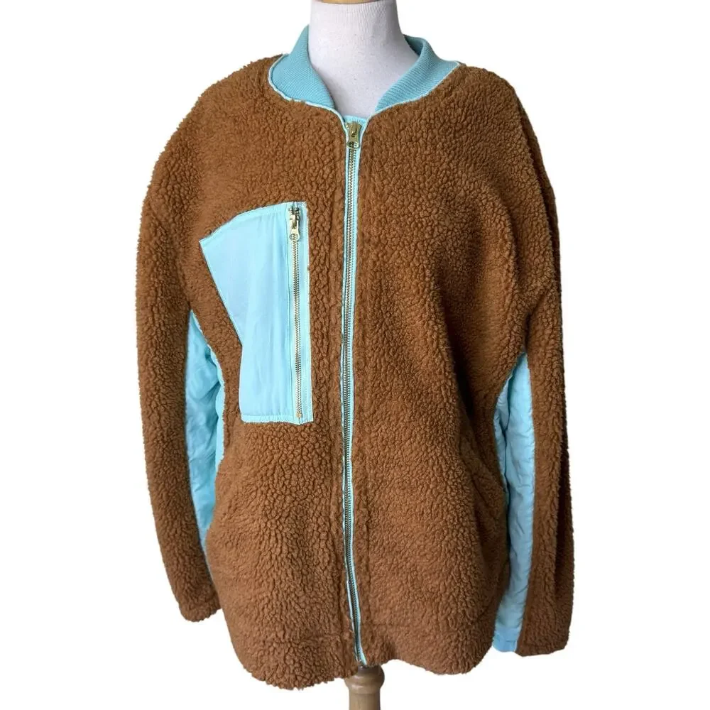 FREE PEOPLE We The Free Rivington Sherpa Teddy  Coat Size Large